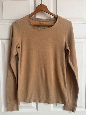 Rainbeau Striped Crewneck Top in Camel and Gray